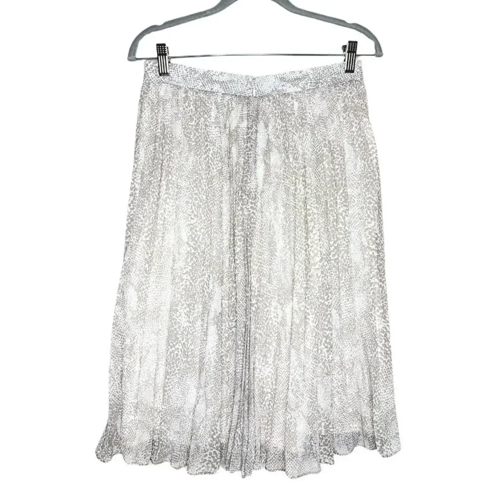 Ann Taylor Pleated Snakeskin Accordion Midi Skirt Size 6P White Gray Office - Picture 9 of 9